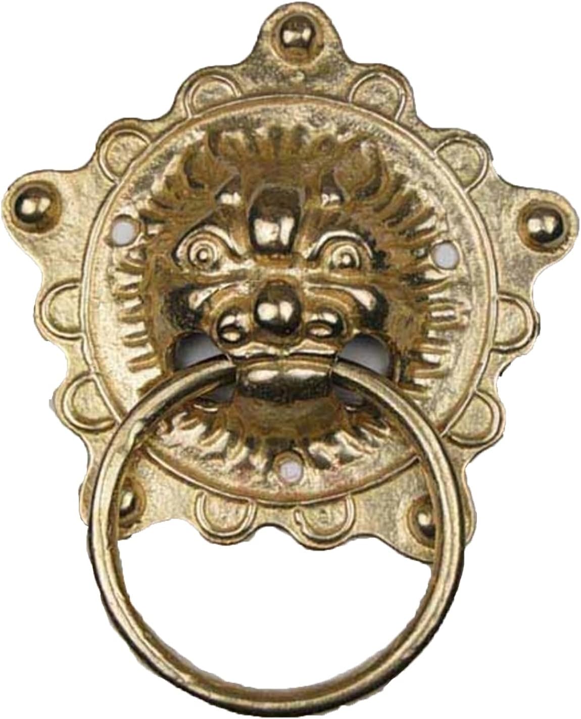 Door knocker,Decorative Front door Brass Chinese Monster Door knocker (Color : Brass)