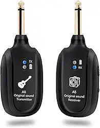 Muscab Sistema Transmissor E Receptor Sem Fio Para Guitarra A8 - 2,4 Ghz Recarregável, Áudio De 24 Bits/48 Khz, Baixa Latência <4 Ms Para Guitarra Elétrica E Baixo - Áudio Sem Fio Limpo Para Música