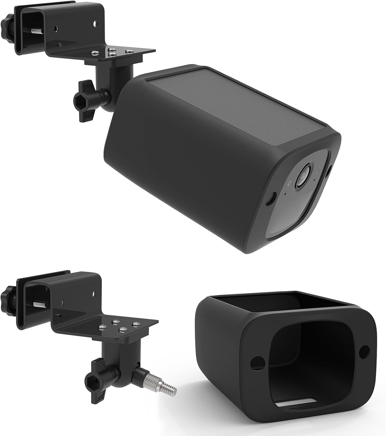 Gutter Mount with Silicone Cover Skin for eufy Security SoloCam S220 Security Camera (2pack-Black)