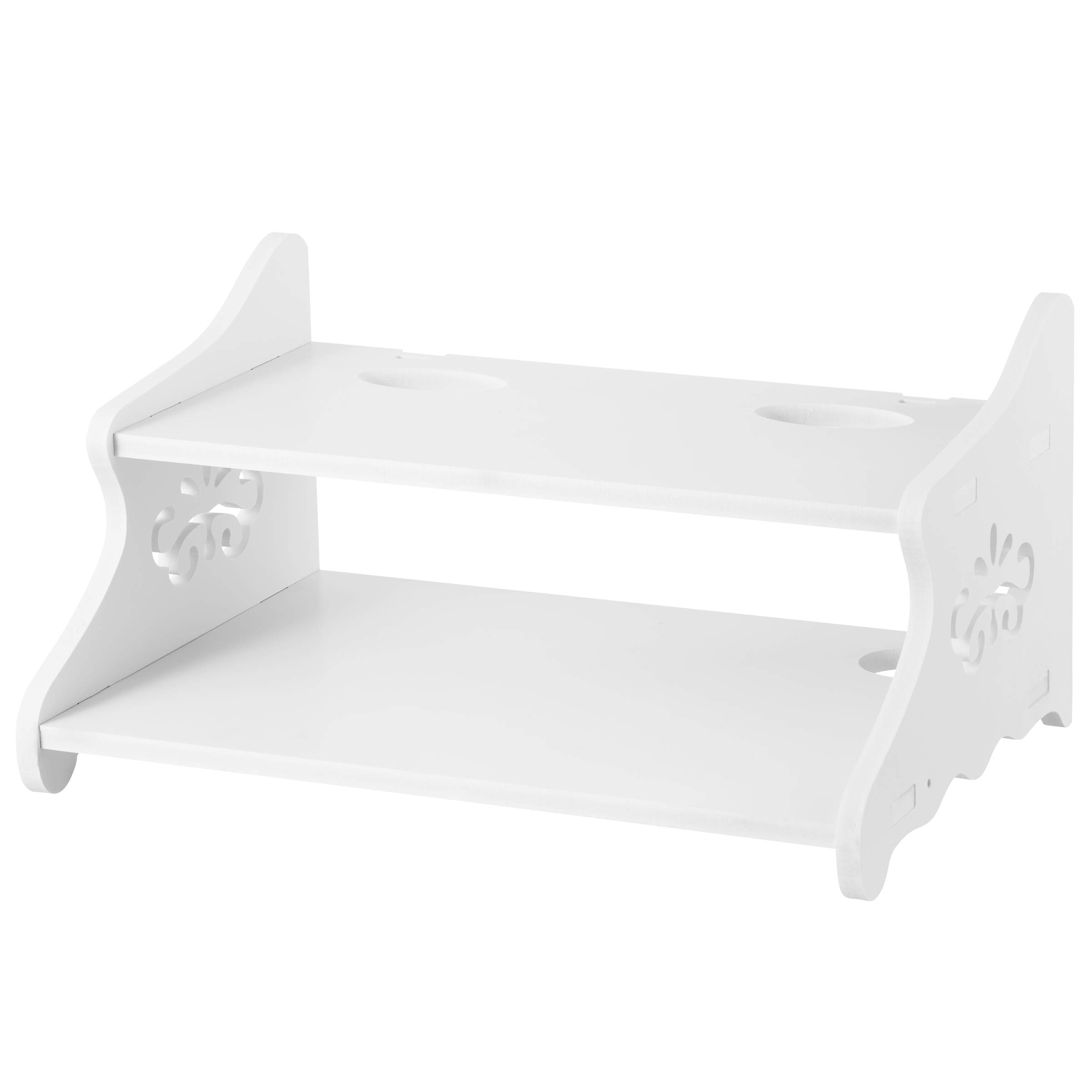 Floating Wall Shelf 2 Tier with Holes for Wiring for DVD or Dvr Machines Holds it up high with Additional Shelf for Remote or Small Stuff