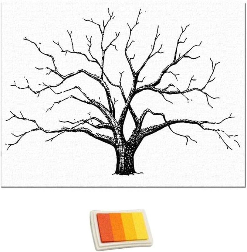 Wedding Thumbprint Tree Finger Painting Wedding Guest Book Yellow
