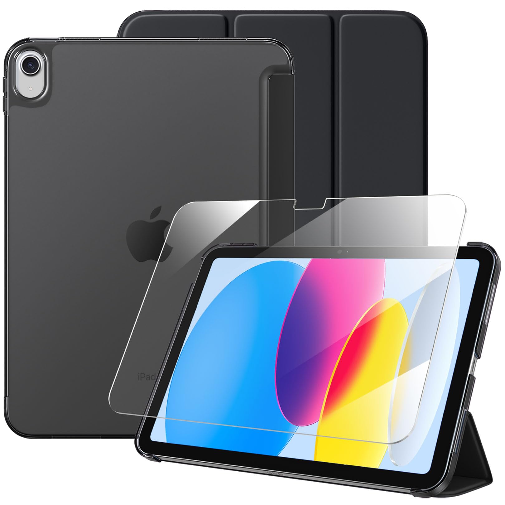 Case with Screen Protector for iPad A16 11th 10th Generation (2025/2022, 11/10.9 Inch), Slim Hard Translucent Back Full Protective Smart Cover for iPad 11, Auto Sleep/Wake, Sea Blue — view 12
