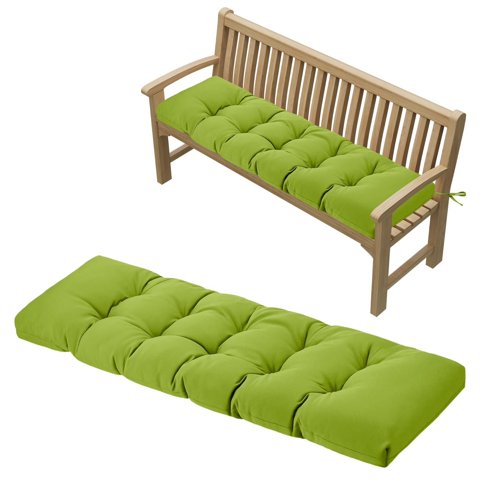 PRIMEPATIO Outdoor Garden Bench Cushion, 8cm Thick Tufted Waterproof Long Bench Seat Pad with Ties, Replacement Cushion for Patio, Lawn & 3 Seater Loveseat Furniture, 143x52cm, Dark Grey — view 17