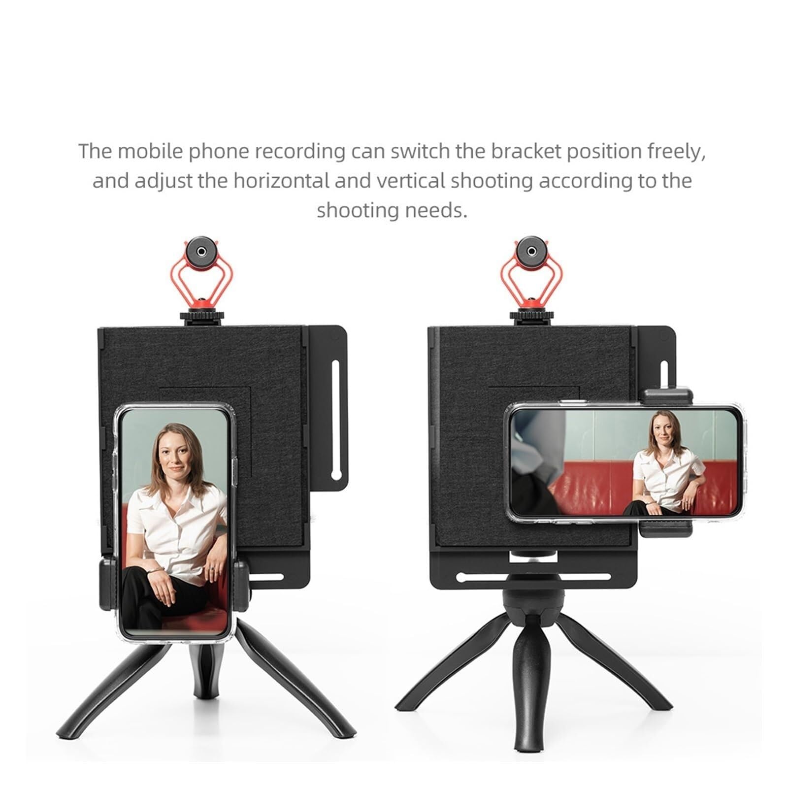Teleprompter, Teleprompter Tragbares Prompter-Smartphone Für Nachrichteninterviews Von Sprache DSLR-Kameras Mobiltelefon Mit Fernbedienung für Live-Streaming(Phone Version)