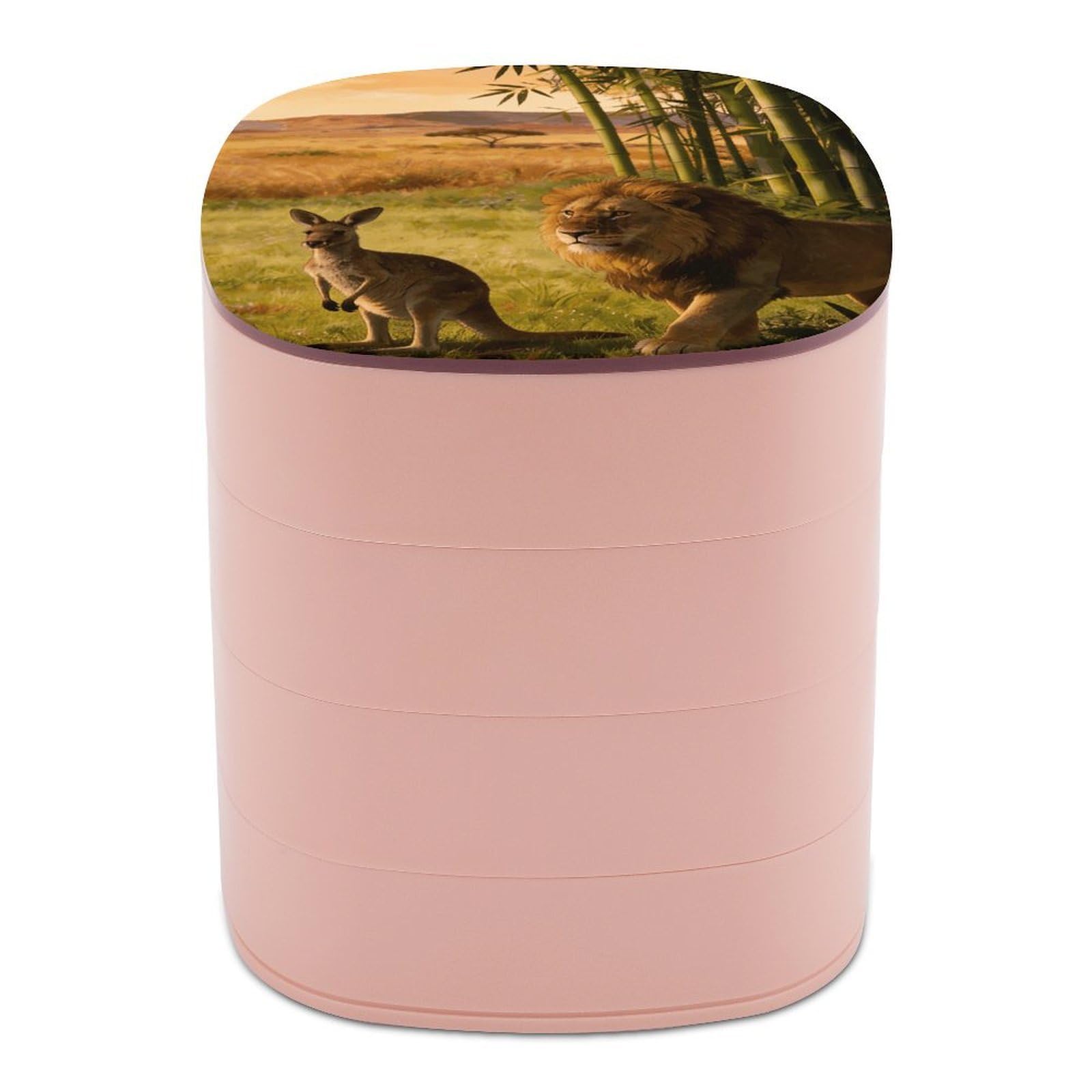 LZQPOEAS World Animals Jewelry Box Women Jewelry Organizer Travel Jewelry Case Cute Necklace Ring Storage Organizer 4-Layer Rotating Jewelry Tray Case with Mirror for Bracelets