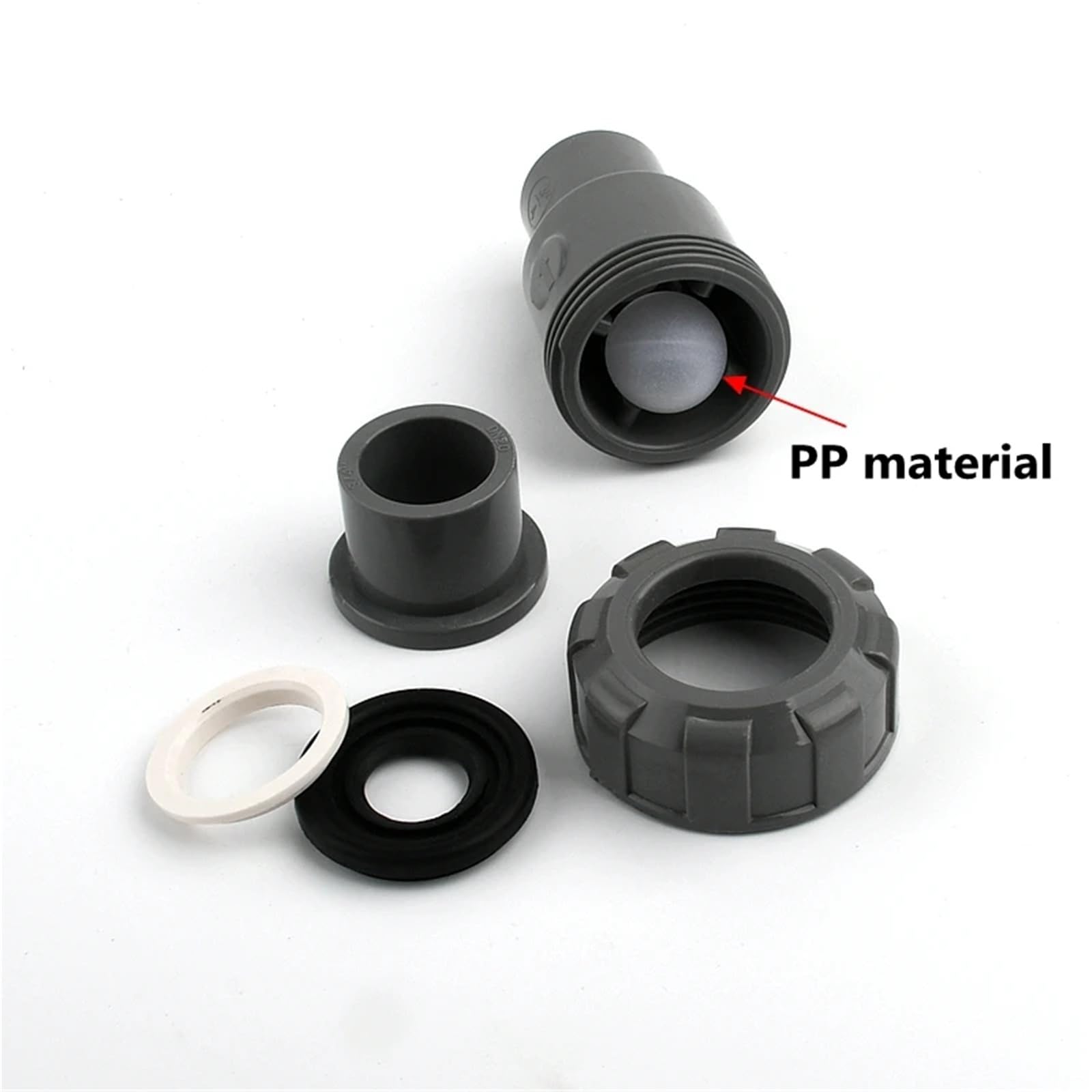 1 válvula de retención bola UPVC 20, 25, 32, 40 y 50 mm, vertical, adaptador escape for riego jardín acuario, conector tubería PVC(Dark Gray,20mm Inner diameter)