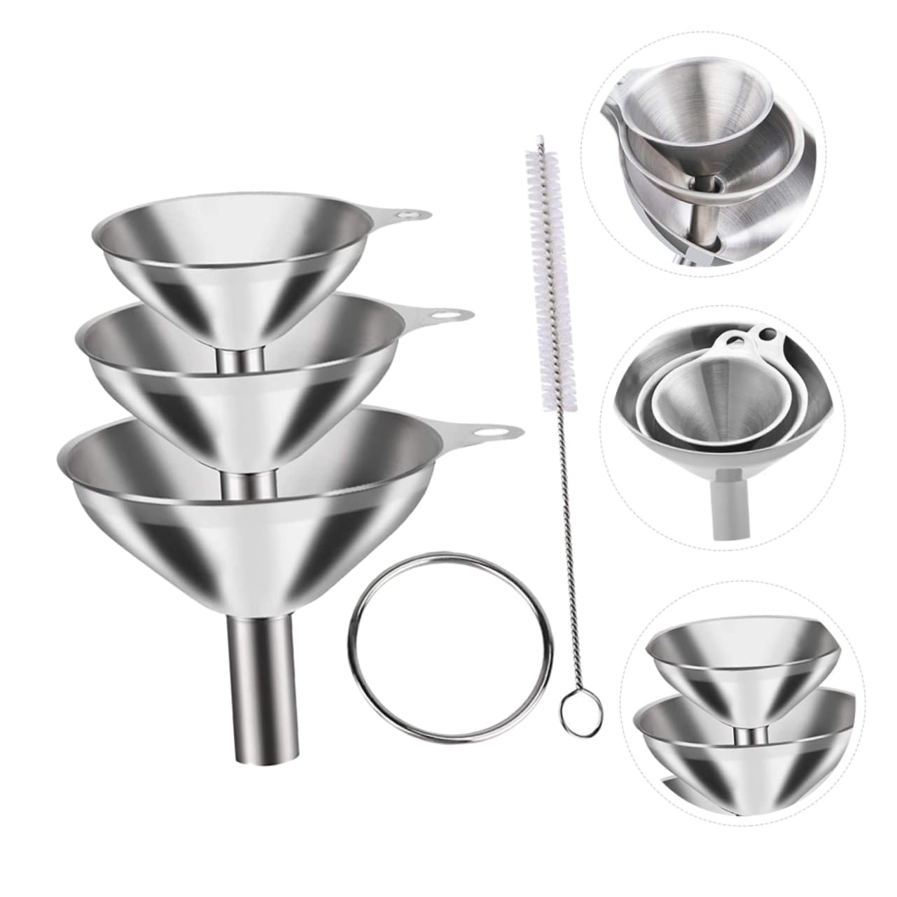 Embudo de Cocina de Boca Ancha, 1 Juego de Acero Inoxidable