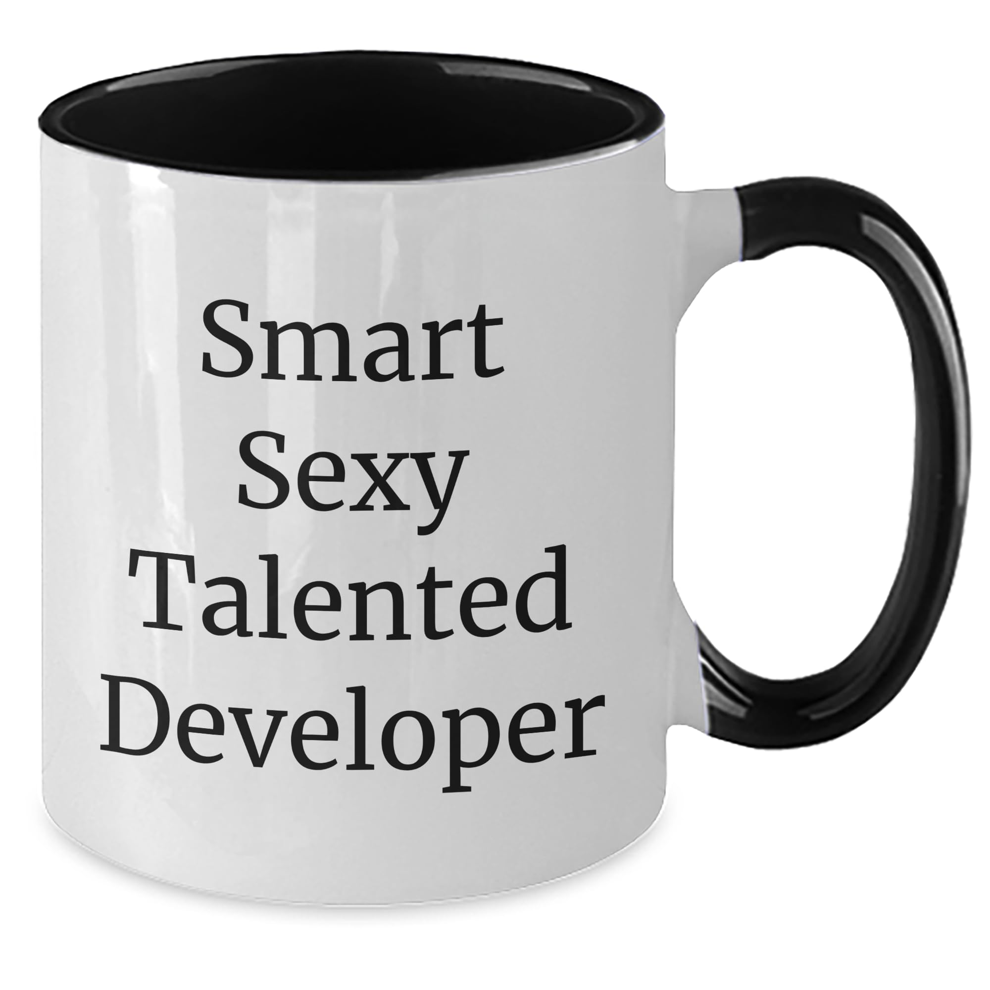 NAPAVI Developer's Delight, Funny Quote, Smart Sexy Talented Developer Gifts, Two Tone Coffee Mug for Christmas, Gifts from Friends and Family to Developer (150-200 characters in total)