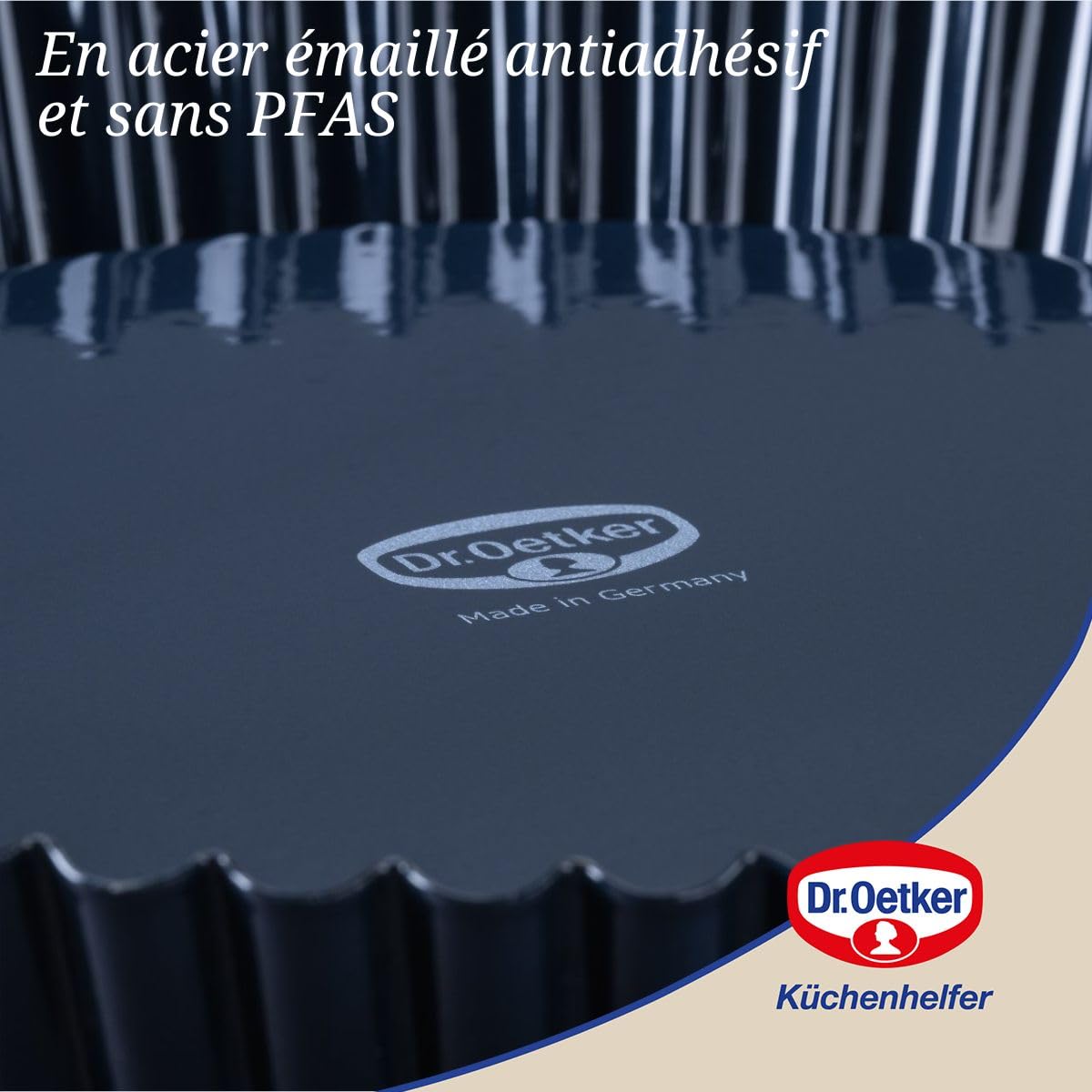Dr Oetker 2370 Moule à Tarte, Moule à Gâteau, Moule à Gâteau Rond, Tôle d'Acier Emaillée, Bleu Nuit, 28 x 3,5 cm, 11.22 x 12.01 x 1.77 inches