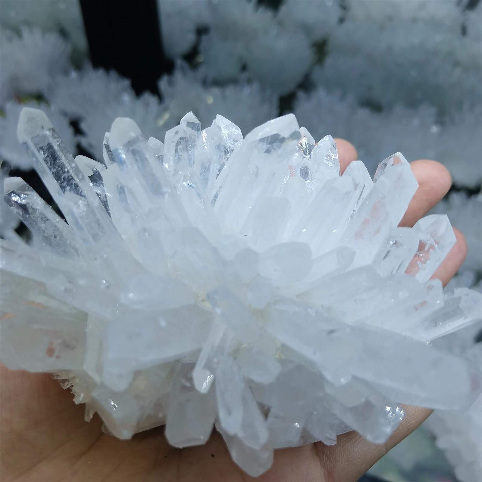 KJEBVHIRS Stone Crystal Cluster White Transparent Home Decoration Gift(400-500g)