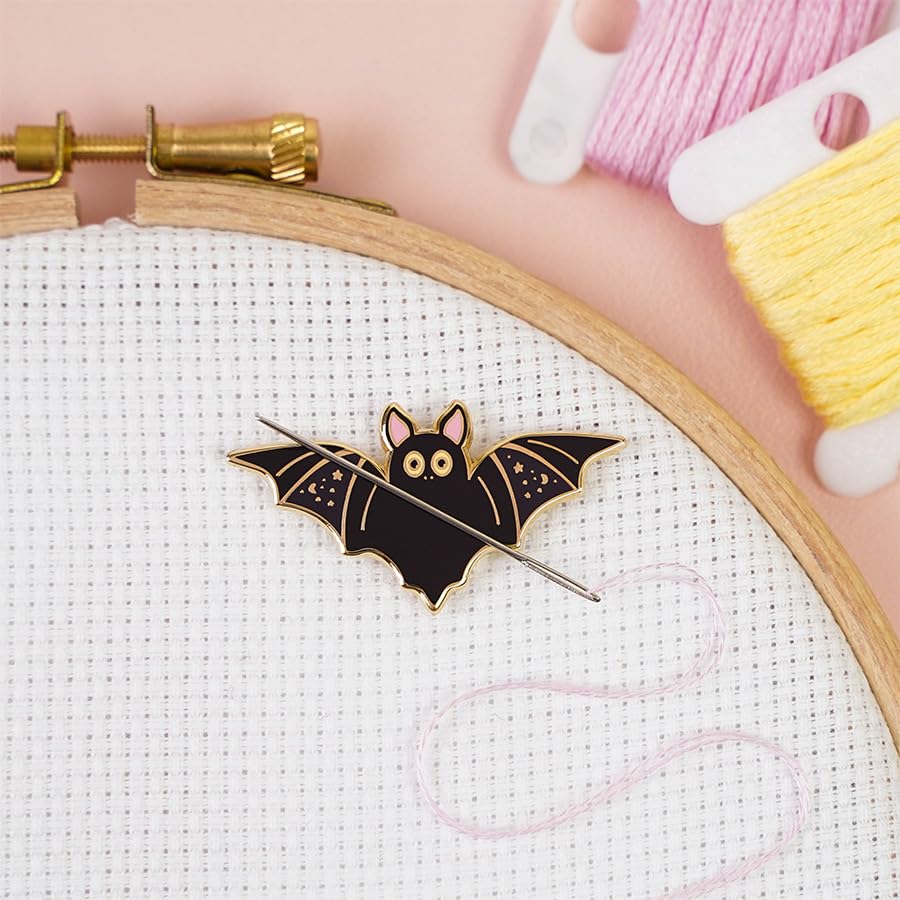 Caterpillar Cross Stitch Needle Minder - Bat for Cross Stitch, Sewing, Embroidery and Needlework Accessories, Enamel and Magnetic - Halloween