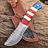 Damascus Steel Fixed Blade Tracker Hunting Knife...