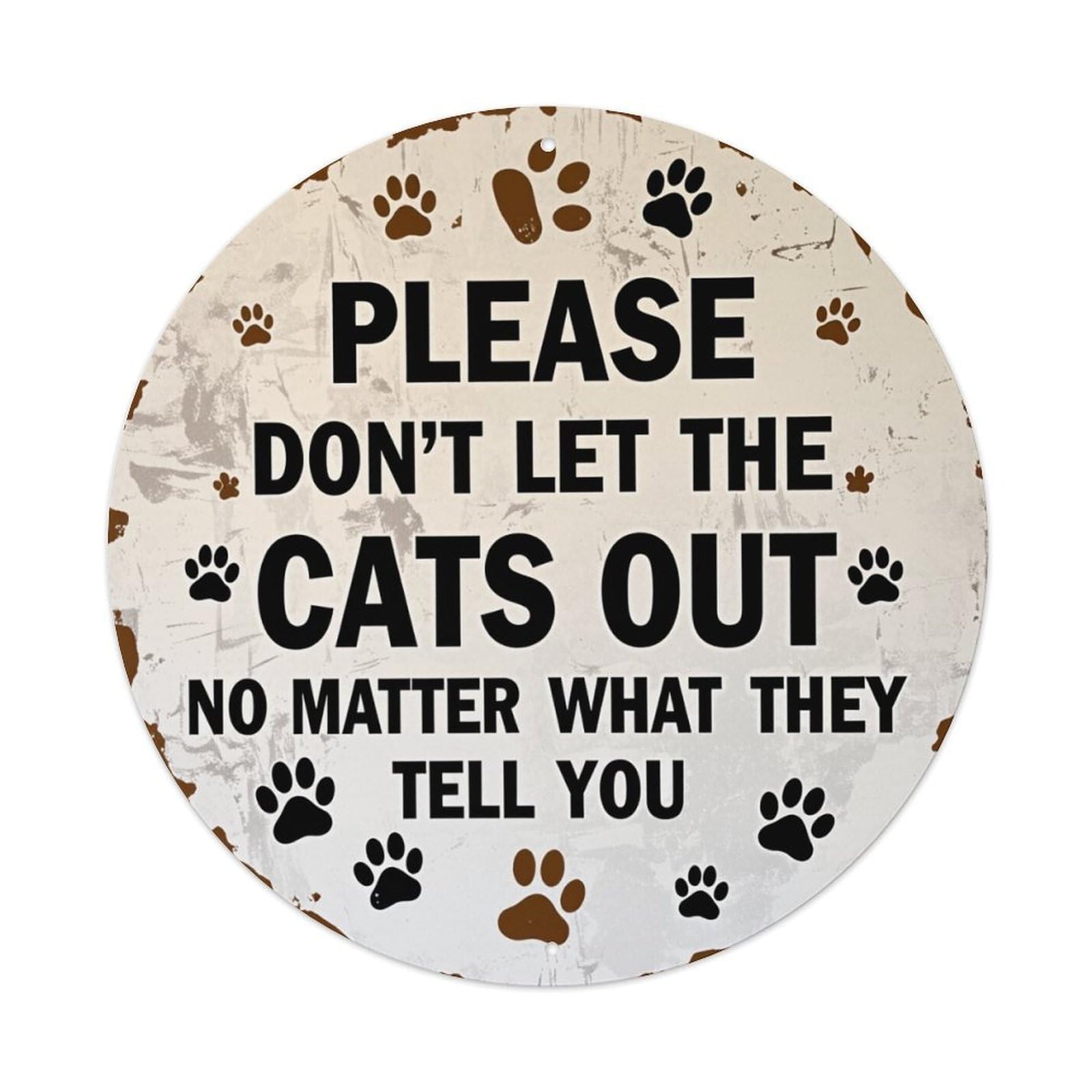 Paw Prints On Circle Sign Round Tin Sign Retro Metal Sign for Cafe Bar Pub Home Game Room Gym Club Wall Decoration Vintage Metal Poster 8x8 Inch
