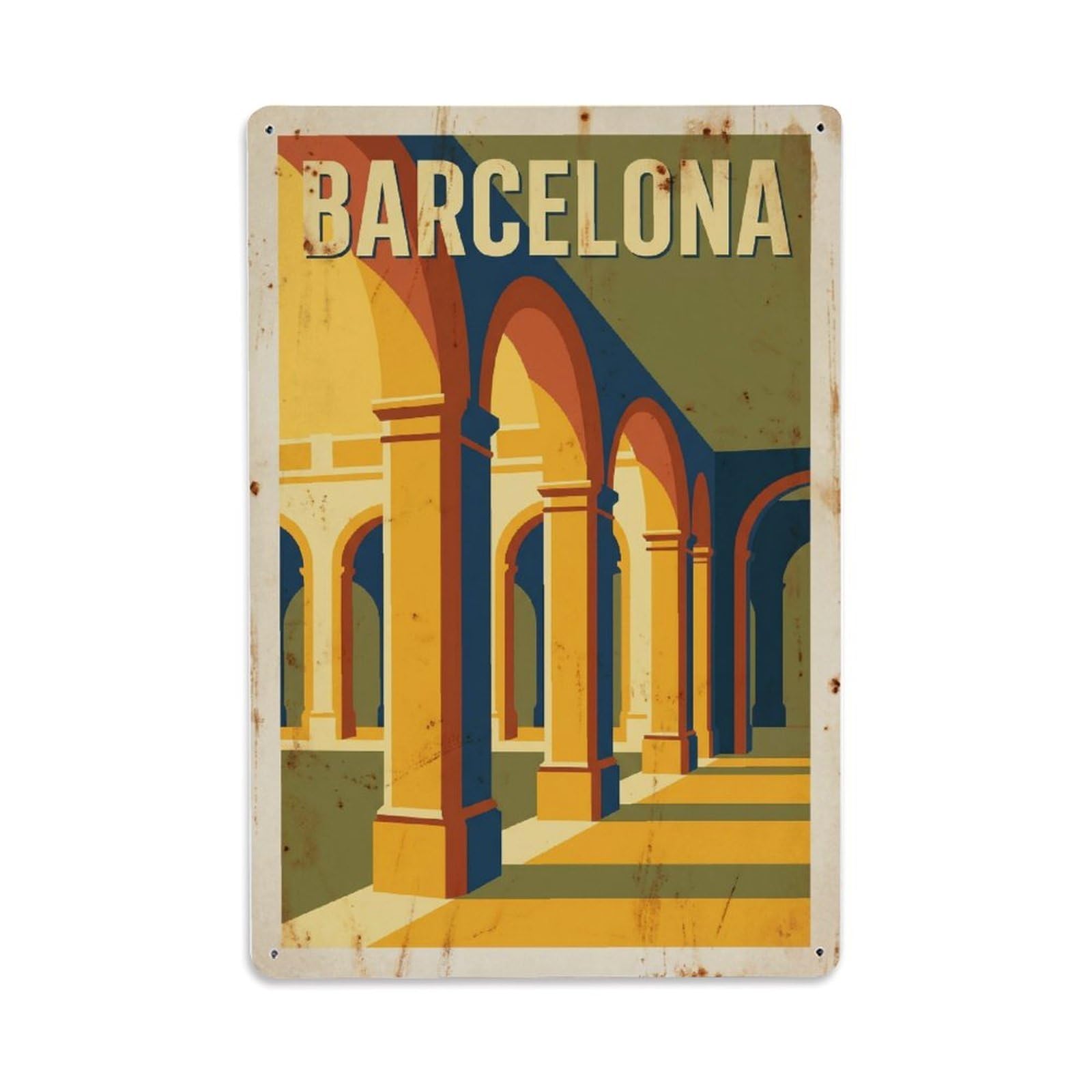 Vintage Travel Galleries Spain Arched Metal Tin Sign Plaque Wall Decor for Cafe, Club Bar, Office, Home Garden Metal Poster 8x12Inch