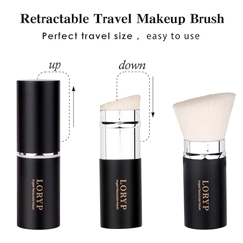 Miniatura 10 de LORYP Juego de 4 brochas de maquillaje profesional de cara completa con aerógrafo retráctil Kabuki para polvo, líquido, crema, brocha para rubor en