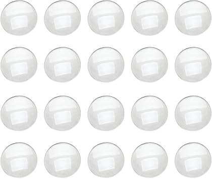 Dophee Transparent Glass Cabochons, 30mm Flat Back Glass Dome Tile 20PCS Crystal Clear Round Cabochons for Jewellery Making Photo Pendant Necklaces Craft
