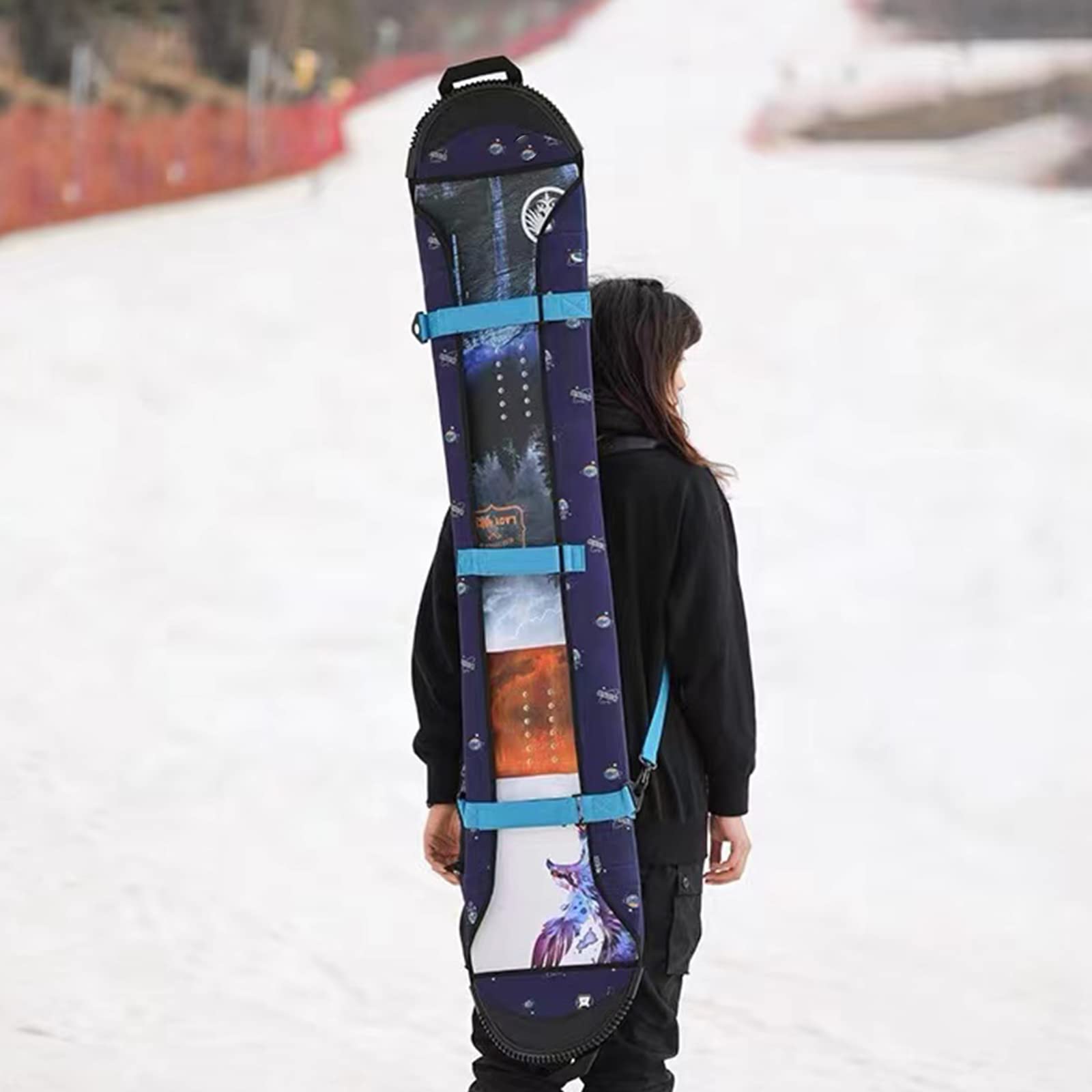 WEALTHY73 Portable Snowboard Bag Veneer Protective Sleeve Anti-Scratch Anti-Rust Ski Equipment Storage Bag Rubber Wear-Resistant Waterproof,Green,155CM