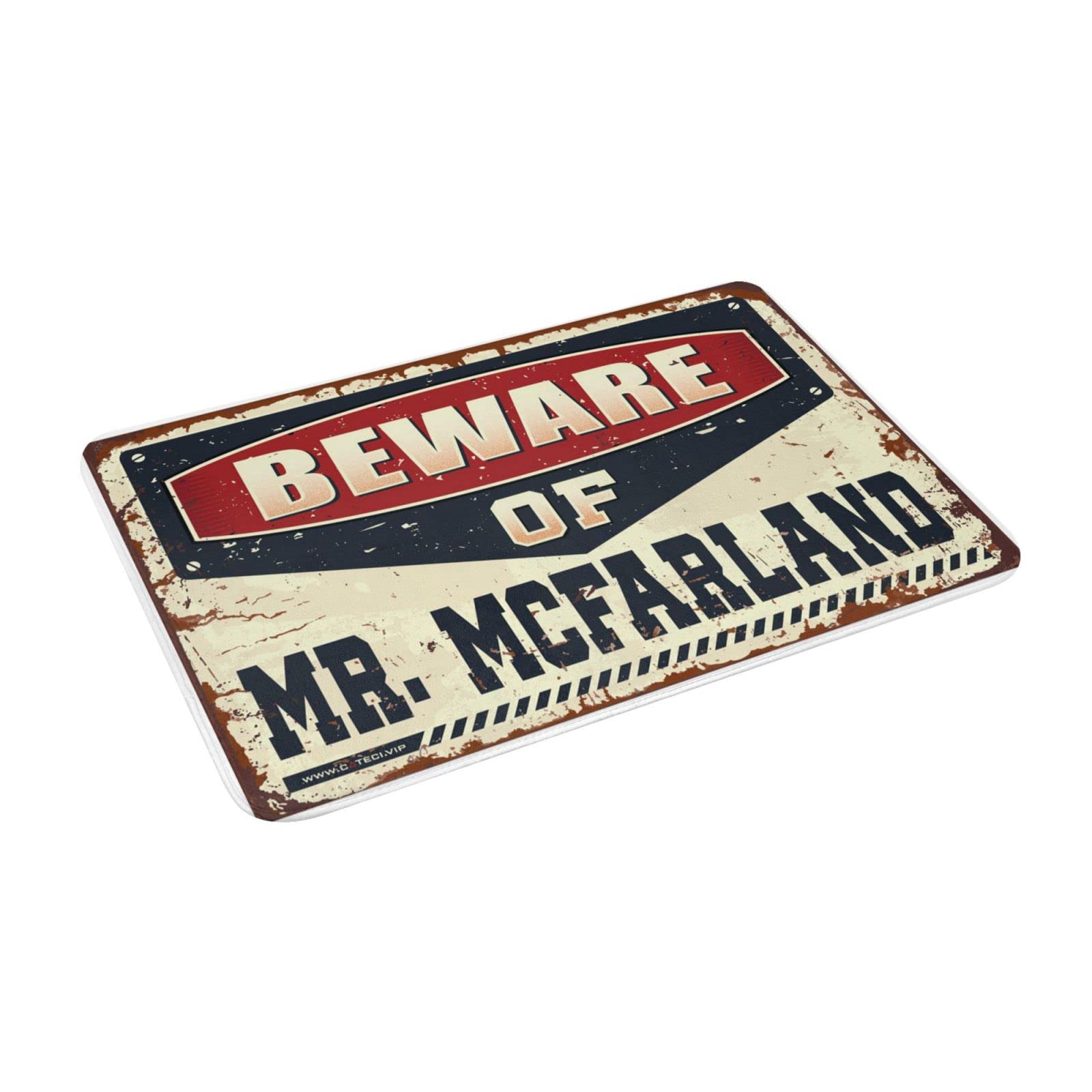 Dsoluuing Zerbino per esterni, con scritta "Beware of Mr. McFarland", tappetino di benvenuto estivo, zerbino per ingresso esterno (dimensioni: 65 x 90 cm)