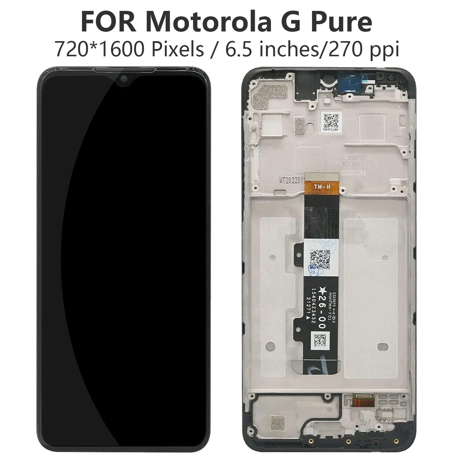 Telaio Completo Con LCD E Touch Screen Per Motorola Moto G Pure 2021 (XT2163-4, XT2163DL) - Nero - Foto 3