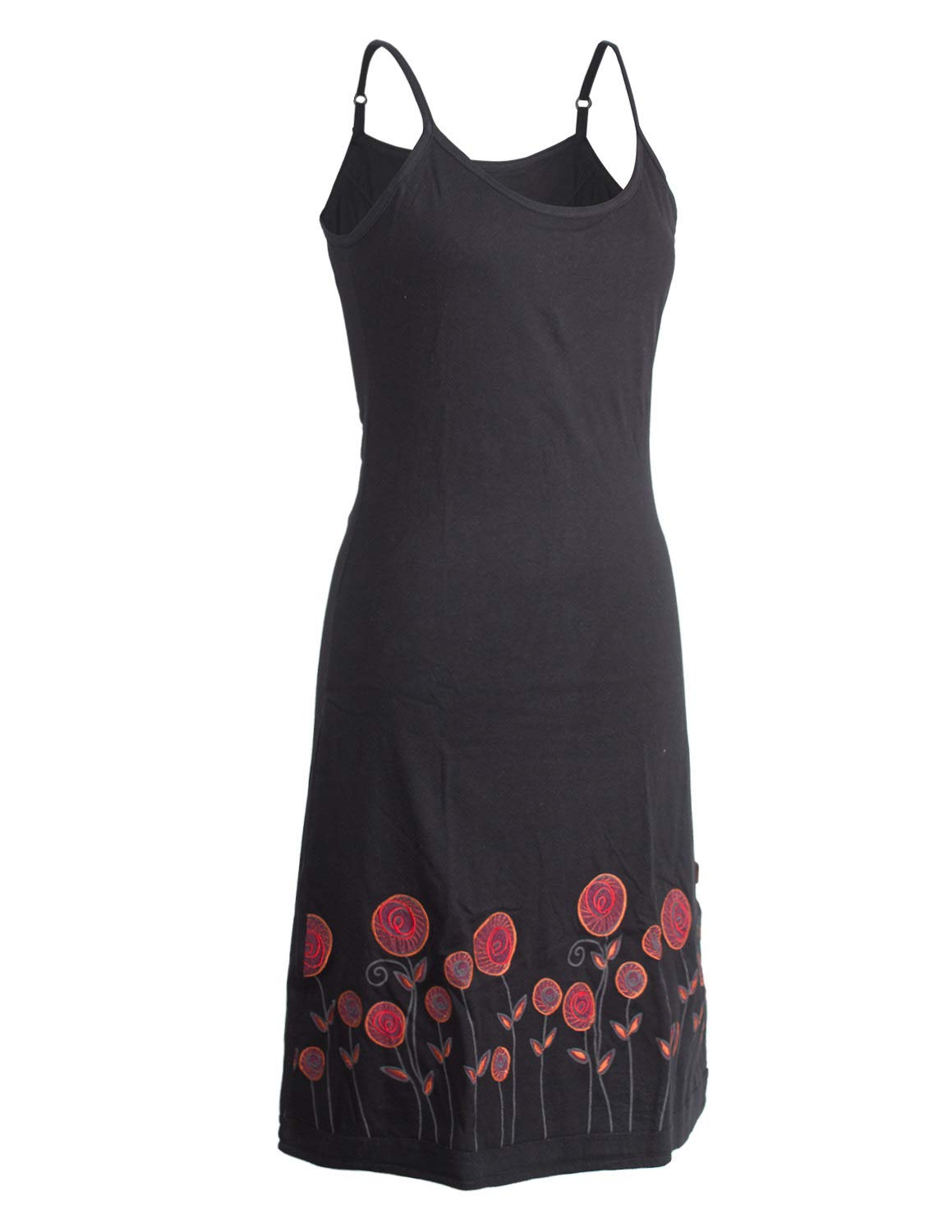 Vishes - Alternative Bekleidung - Besticktes Rosen Baumwoll-Kleid mit verstellbaren Trägern