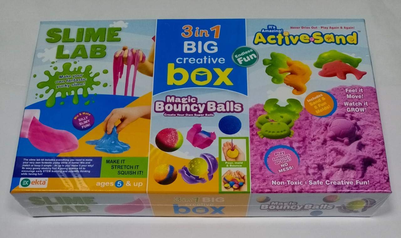 House Of Gifts 3 in 1 Big Creative Box Slime Lab, Magic Bouncy Balls and Active Sand Sea Creatures