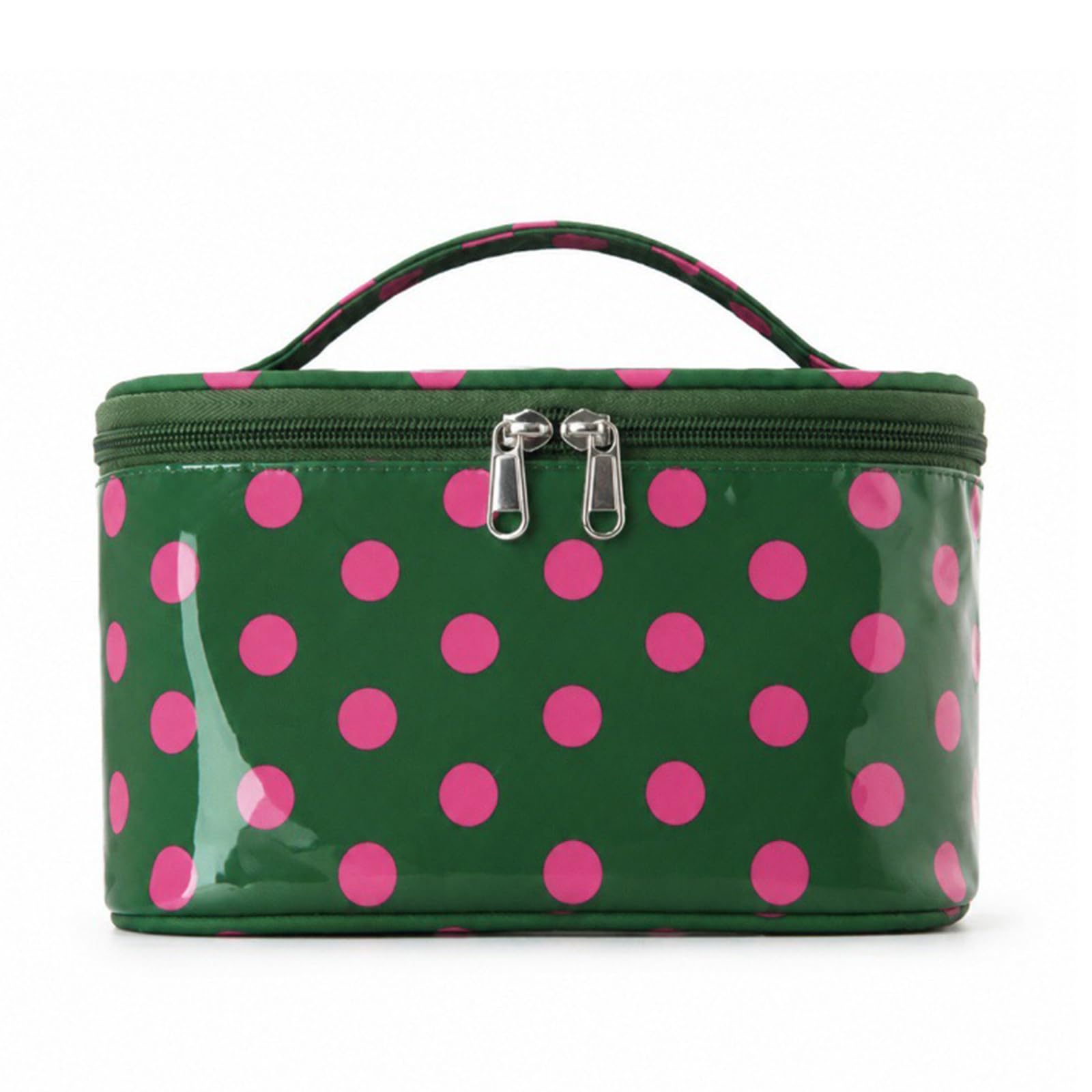 Polka Dot PVC podróżna kosmetyczka do makijażu, wodoszczelna dla kobiet, | EcoGleam Polka Dot PVC podróżna torba do makijażu, wodoodporna dla kobiet, estetyczna podróżna kosmetyczka z uchwytem, porta