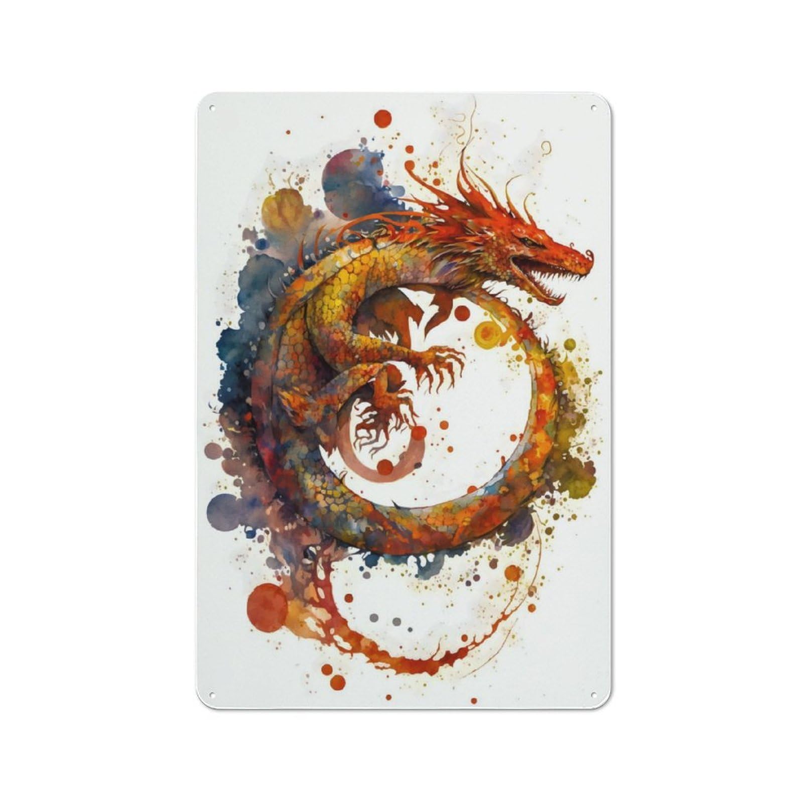 Junmoney Dragons Retro Metal Wall Sign 30X20cm With For Home Bar Wall, A Housewarming Gift For Hosts Who Enjoy Retro Interiors