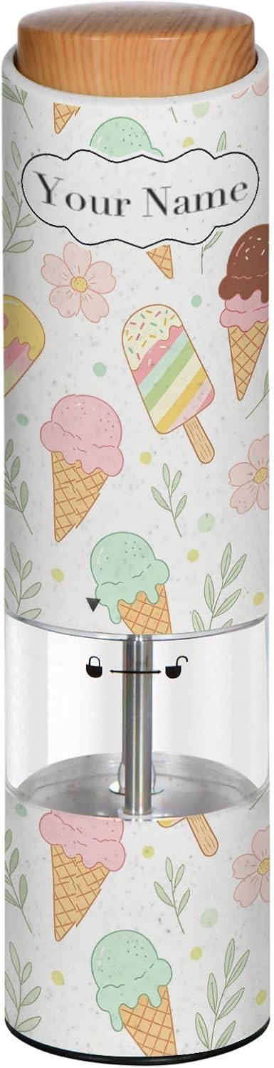 Customized Electric Salt Pepper Grinder Botanical Ice Cream Cone Shaker