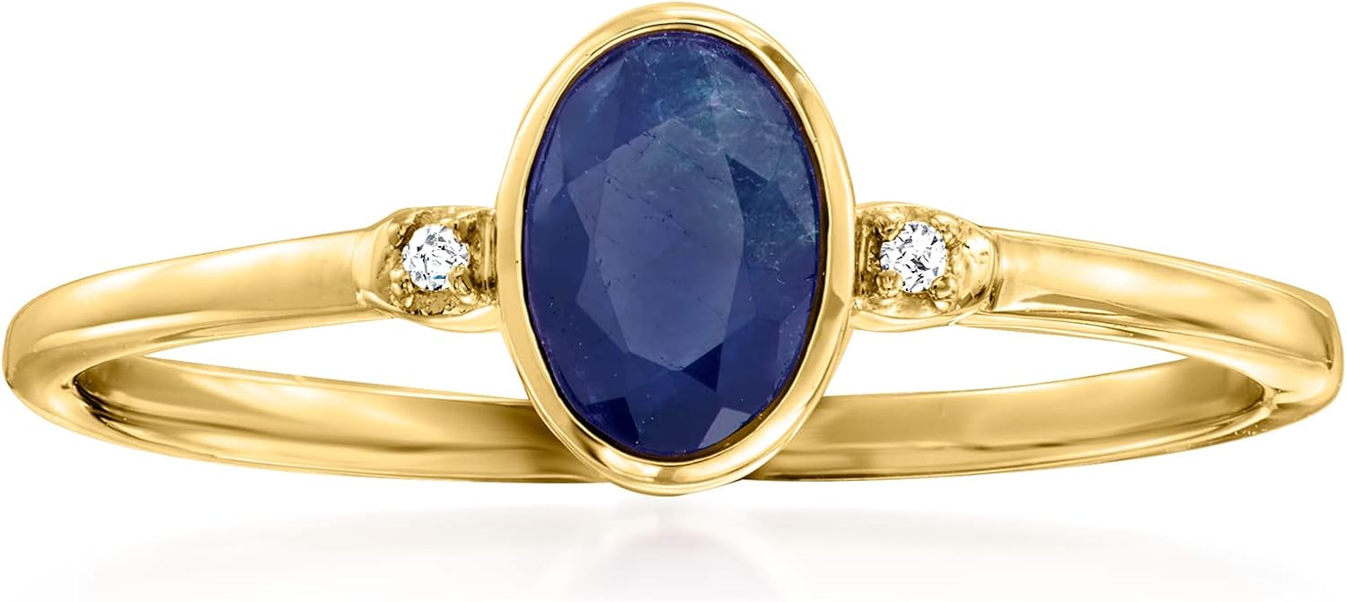 Pure Collection by Ross-Simons Gemstone and Diamond-Accented Ring in 14kt Yellow Gold