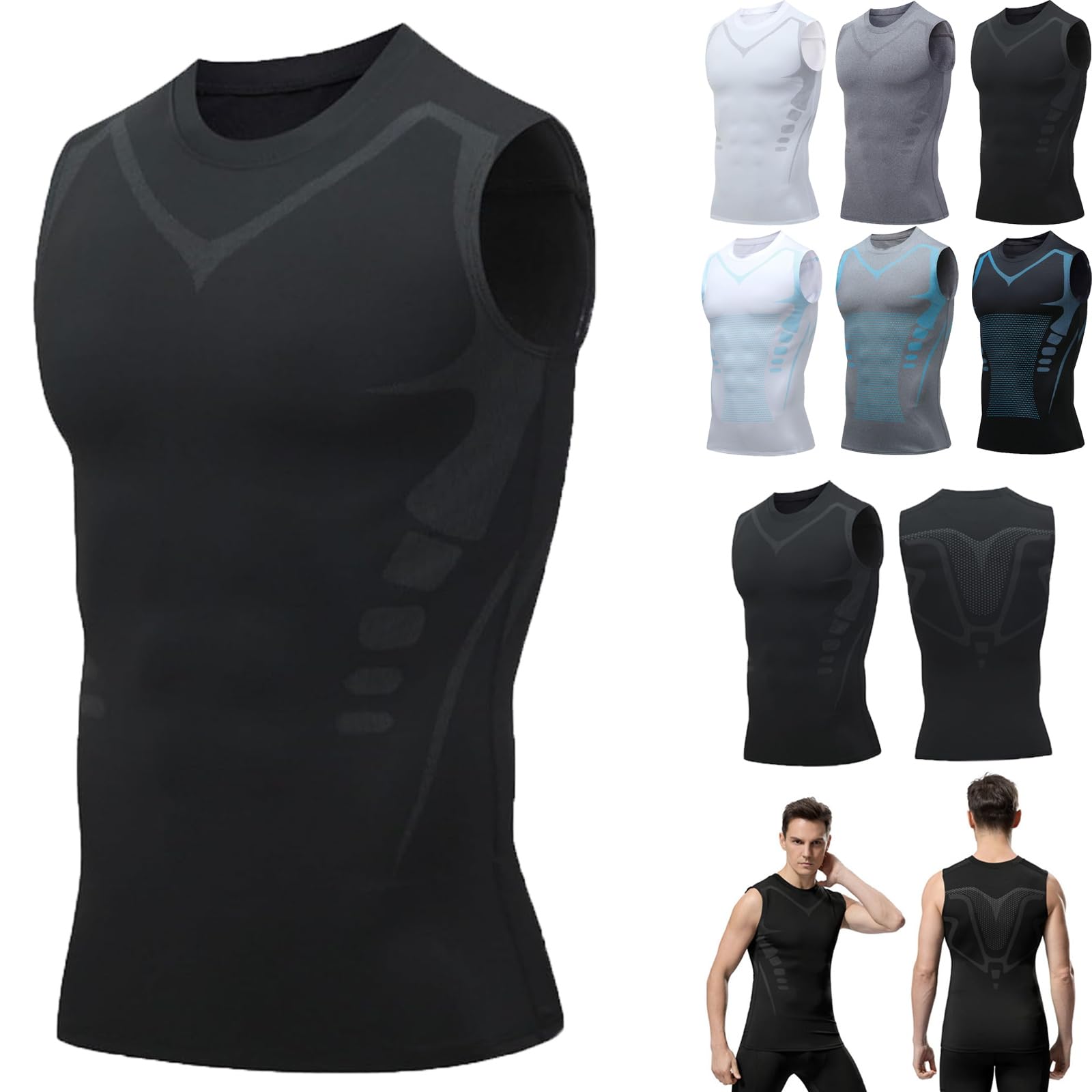 GLSAYZU Vitafit Camiseta Reductora, Vitafit - Camiseta Compresión Hombre, 2024 Nueva Camiseta de compresión sin Mangas para Hombre