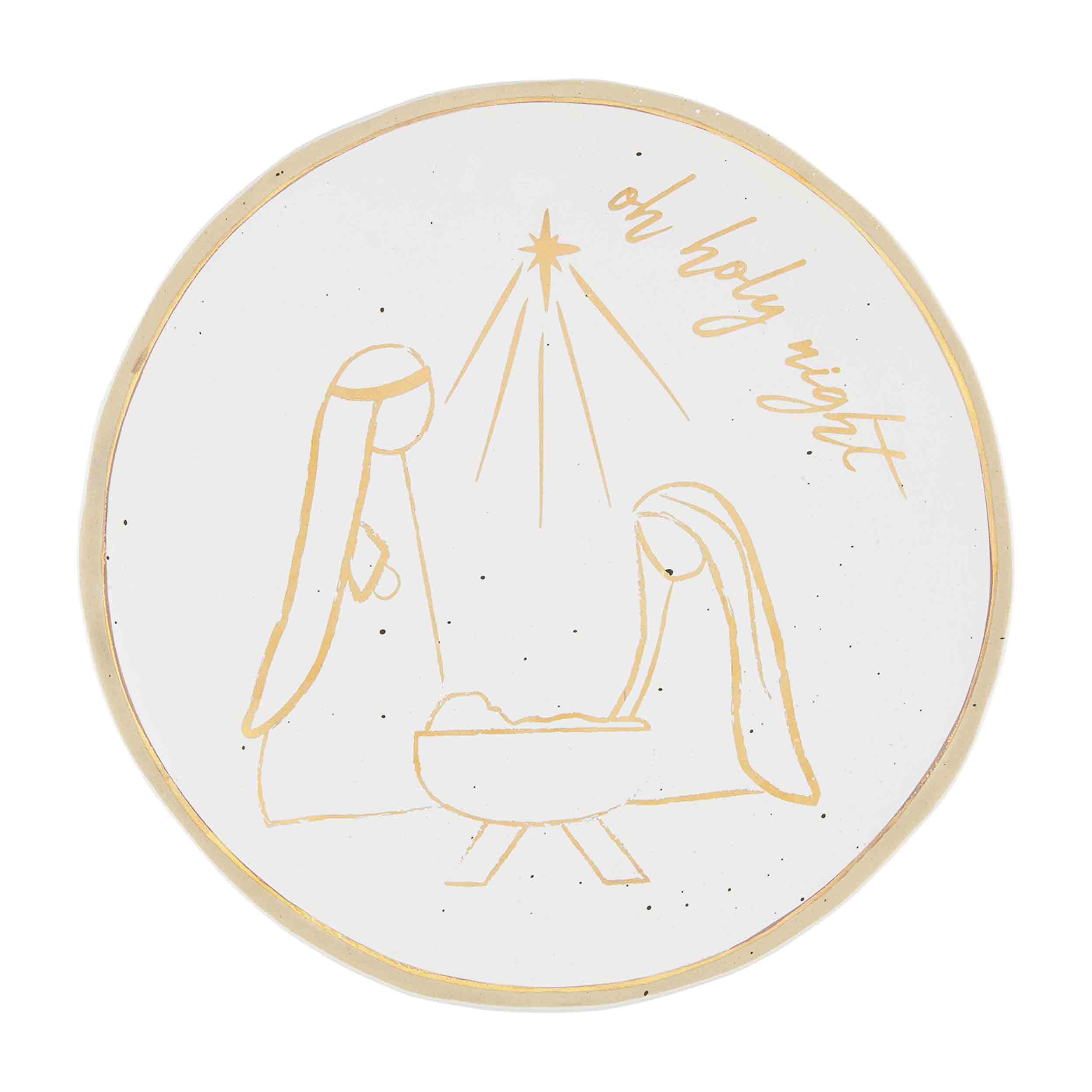 Mud Pie Gold Nativity Platter, 12" dia