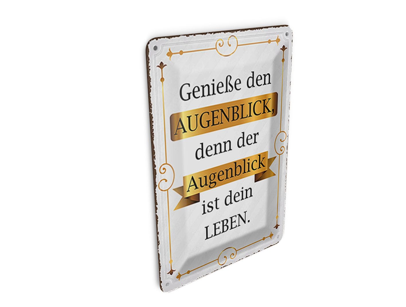 Femer Girls Multicoloured Tin Postcard With Saying 10 X 14 Cm Genieße Den Augenblick Denn Decorative Sign