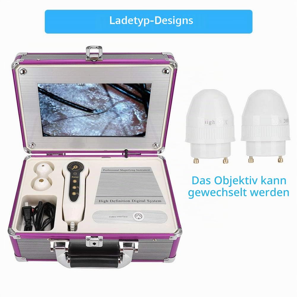 Hautanalysegerät Professionelles Haaranalysegerät 10,1 Zoll Lademikroskop Kopfhaut Haarfollikel Hauthaardetektor Analysegerät Hautdiagnose Haaranalysegerät Feuchtigkeitstester