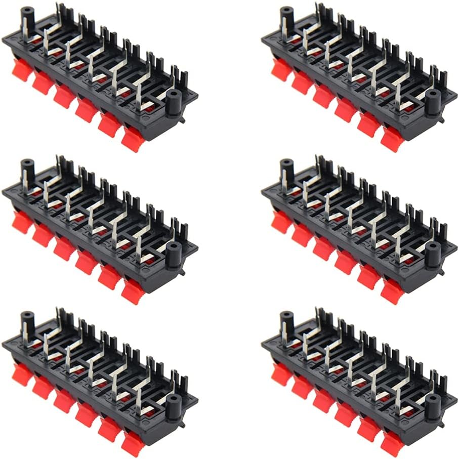 Heyiarbeit 6Pcs 12-Way Speaker Terminal Block Spring Push Release Connector 12 Position Amplifier Spring Jointing Clamp Test Clip