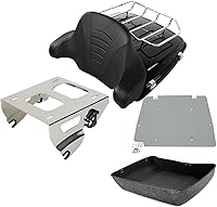 Vista 12 de TCMT 10.7 pulgadas Chopped Tour Pack Baúl Wrap-Around Backrest Portaequipajes Placa base Solo Rack Ajuste Para Harley Tour Pak Touring CVO Road King