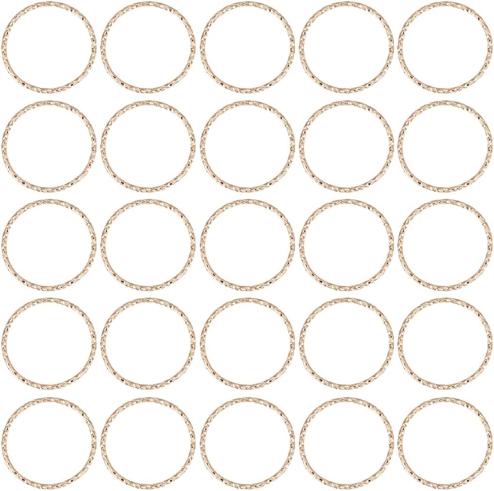 Beebeecraft 80Pcs Brass Linking Rings, 18mm 18K Gold Plated Twisted Jump Rings Circle Frames Soldered O Ring Connectors for Jewelry Making Necklace Bracelets Earring DIY Craft