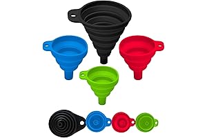 Kitchen Collapsible Silicone Funnels - 4-Pack of Assorted Sizes for Simplified Liquid Transfer