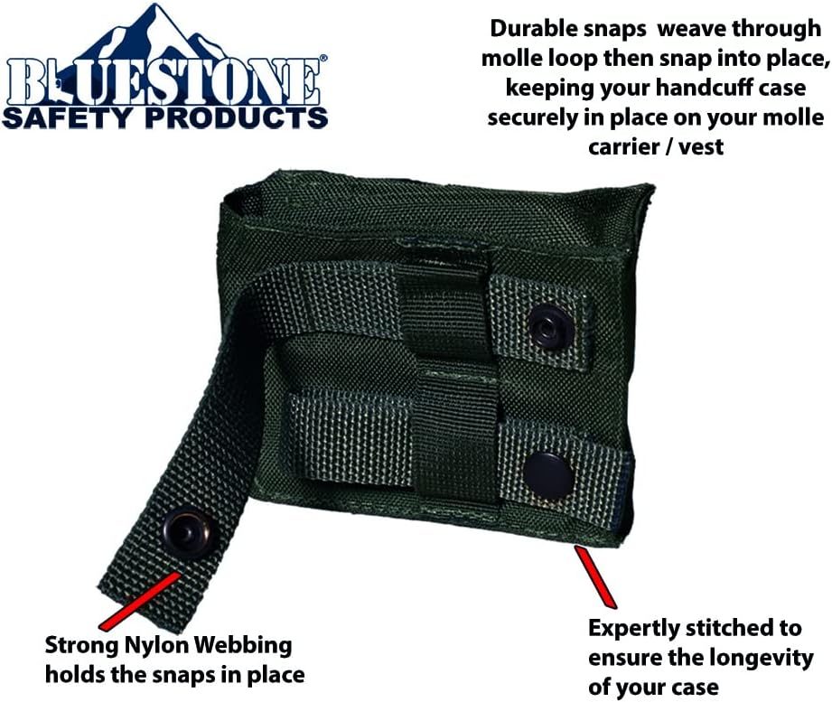 Nylon Double Handcuff Molle Pouch - Molle Double Handcuff Pouch Case Holds 2 Sets of Cuffs - Tactical Pouch for Police Load Bearing Vests and External Vest Carriers - (Forest Green)