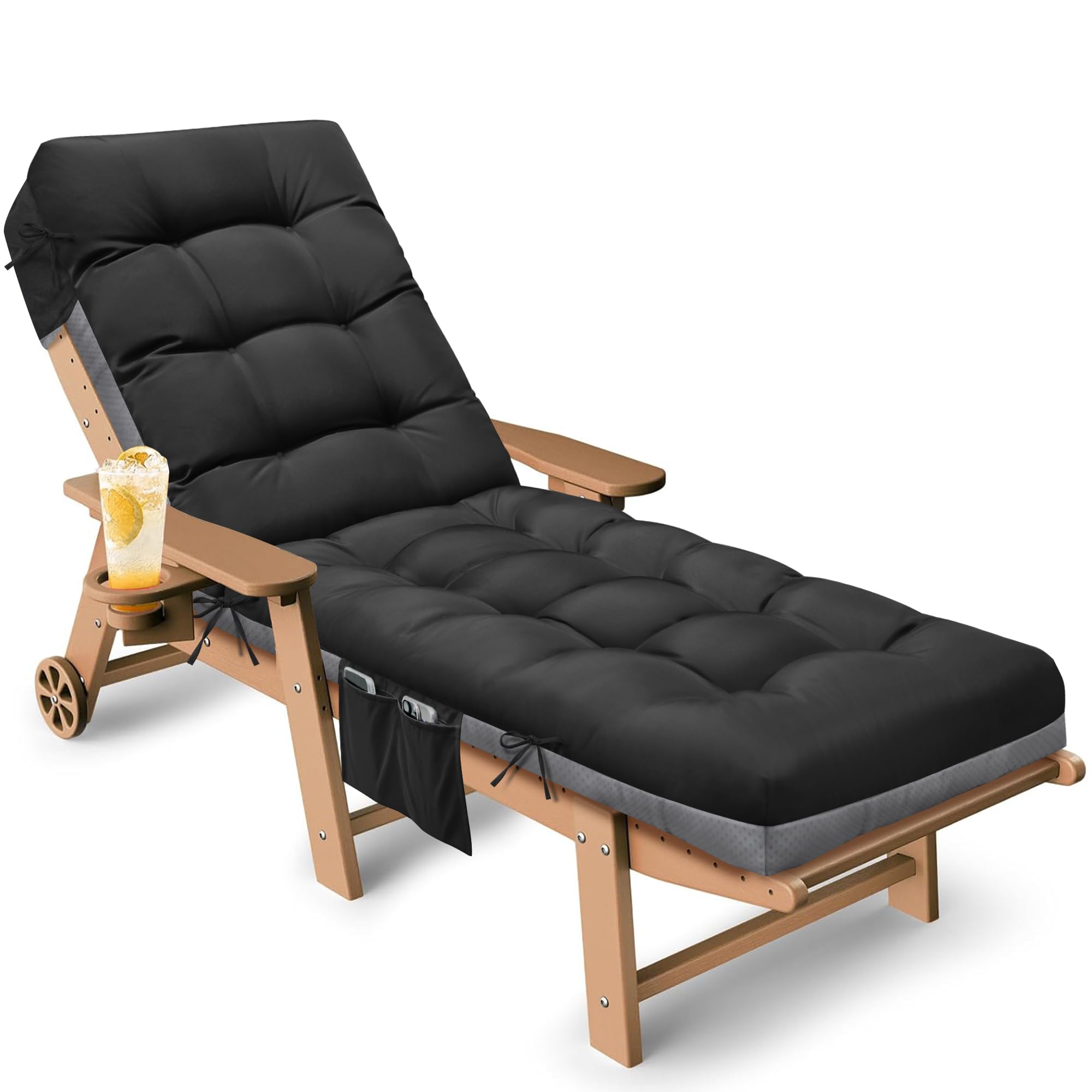 Tycdiose Outdoor Lounge Chair Cushion, Waterproof Replacement Chaise Lounge Cushions for Outdoor Furniture Thickened 71 x 22 x 4.7 Inches Non-Slip