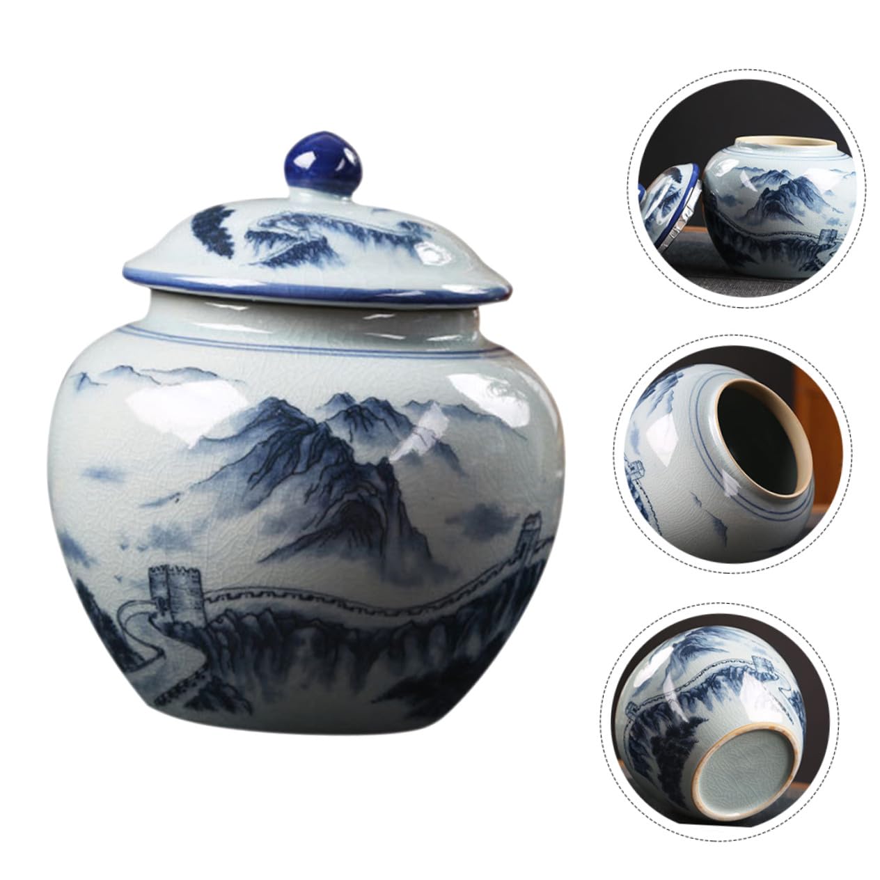 Keramik Vorratsbehälter mit Deckel im Chinesischen Vintage Stil zur Aufbewahrung von Zucker und Kaffeebohnen mit Luftdichtem Verschluss Dekoratives Küchengefäß als Geschenk