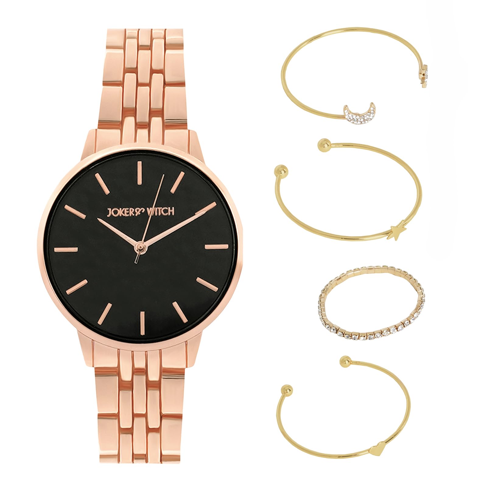 Joker & Witch Stainless Steel Women Joker&Witch Astra Analogue Watch Bracelet Stack, Black Dial, Rose Gold Band (B0CCVS93PC) Amazon Price History, Amazon Price Tracker