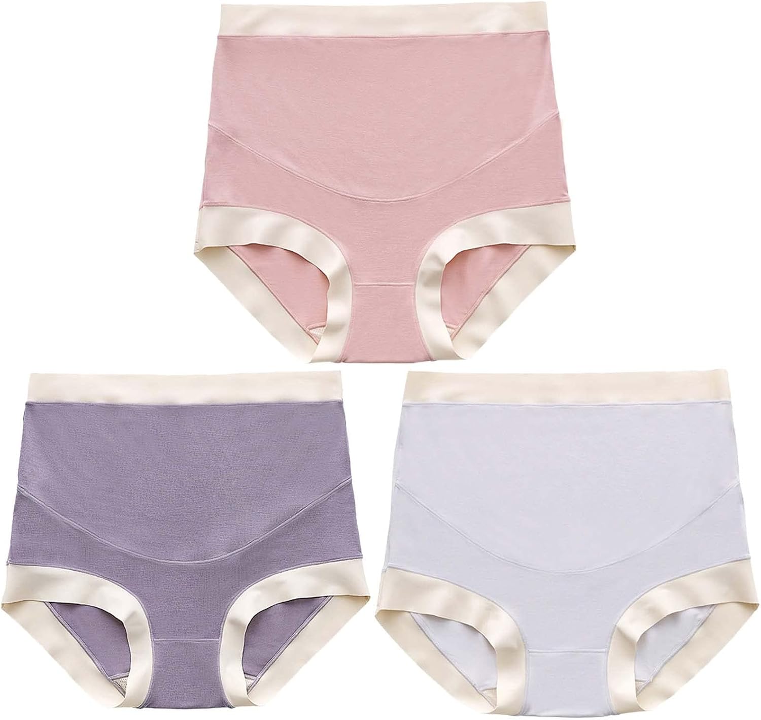 Women's Over Bump Maternity Panties High Waist Full Coverage Pregnancy Underwear 3 Pack