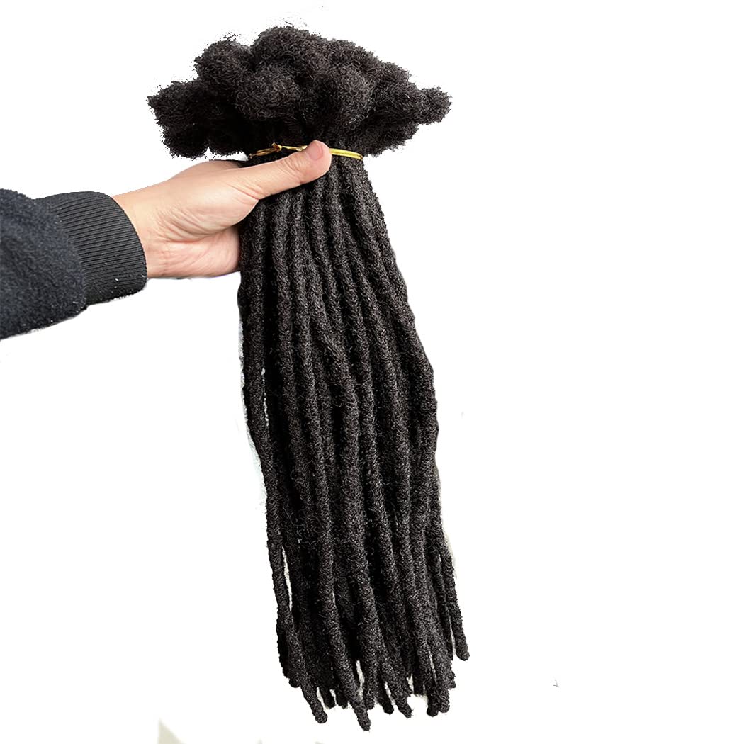 Human Hair Dreadlocks Extension Handmade Locs Small Size(diameter 0.4cm) 12inch 40 Strands/pack Natural Black #1B