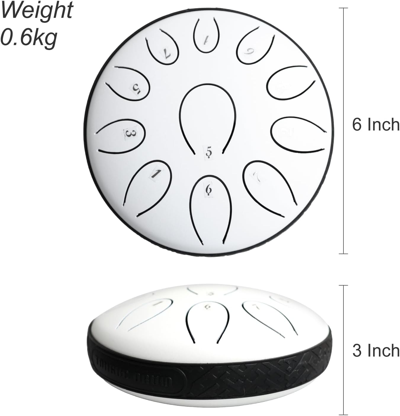 Steel Tongue Drum 6 Inch 11 Notes D Major – Rain Drum Style Calming Sound Healing Instrument for Meditation, Relaxation & Yoga – Easy for Beginners with Full Accessories Gift Set(Snow White)