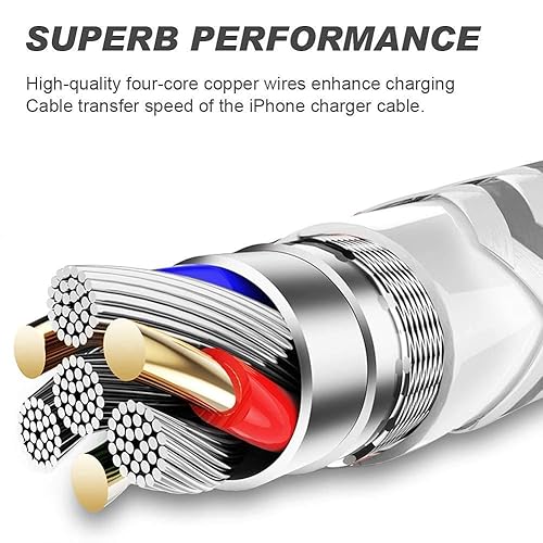 Miniatura 3 de Certificado Apple MFi Paquete de 6 3366610 pies Cable Lightning de cargador de iPhone compatible con iPhone 14ProMax14Pro1414Plus13Pro1312Pro1211 y