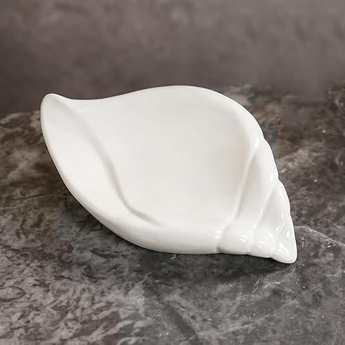 Miniatura 9 de Sea-Shell - Jabonera de cerámica con autodrenante, bandeja de jabón para fregadero, baño, ducha, soporte pequeño y elegante con esmalte, fácil