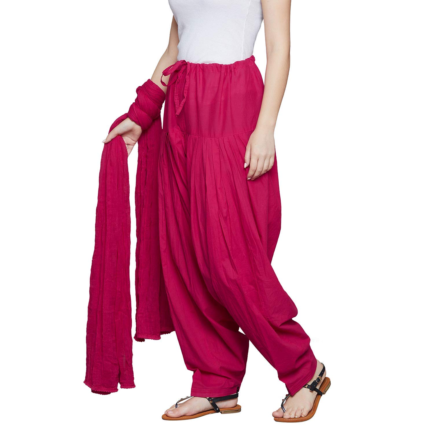 abrav Women's Cotton Plain Patiala Salwar with Dupatta Set || Cotton Patiala Salwar (Pants) for Women's Premium Cotton Readymade Salwar (Free Size)-picture-49
