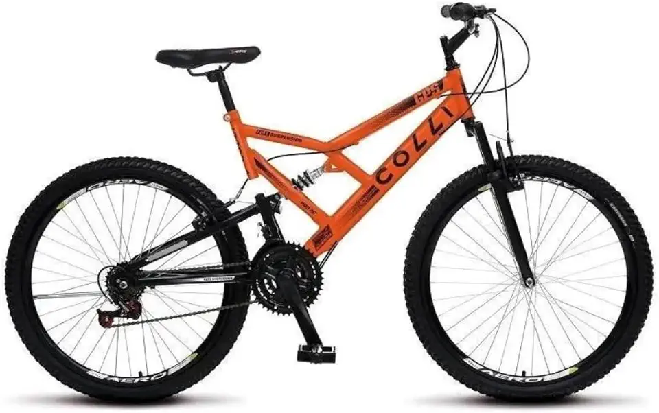 Colli Bike, Bicicleta GPS 148 Dupla Suspensão e Freios V-Brake, Aro 26 Aero, 36 Raias, 21 Marchas