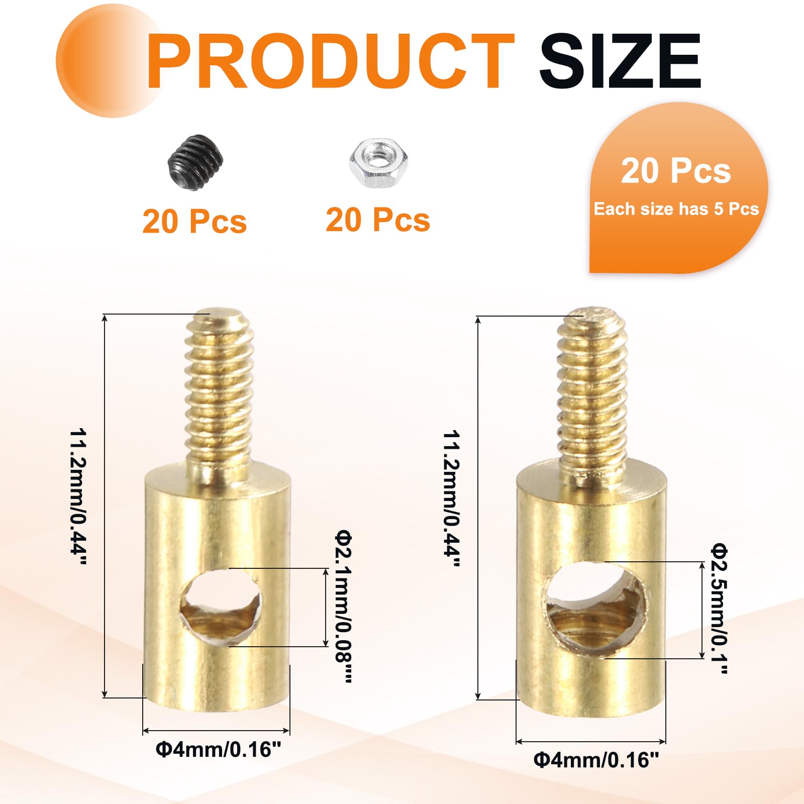 sourcing map Lot de 20 butées de liaison pour bras servo de connexion avec écrou et vis pour avion télécommandé, D4 x 2,1 mm, D4 x 2,5 mm