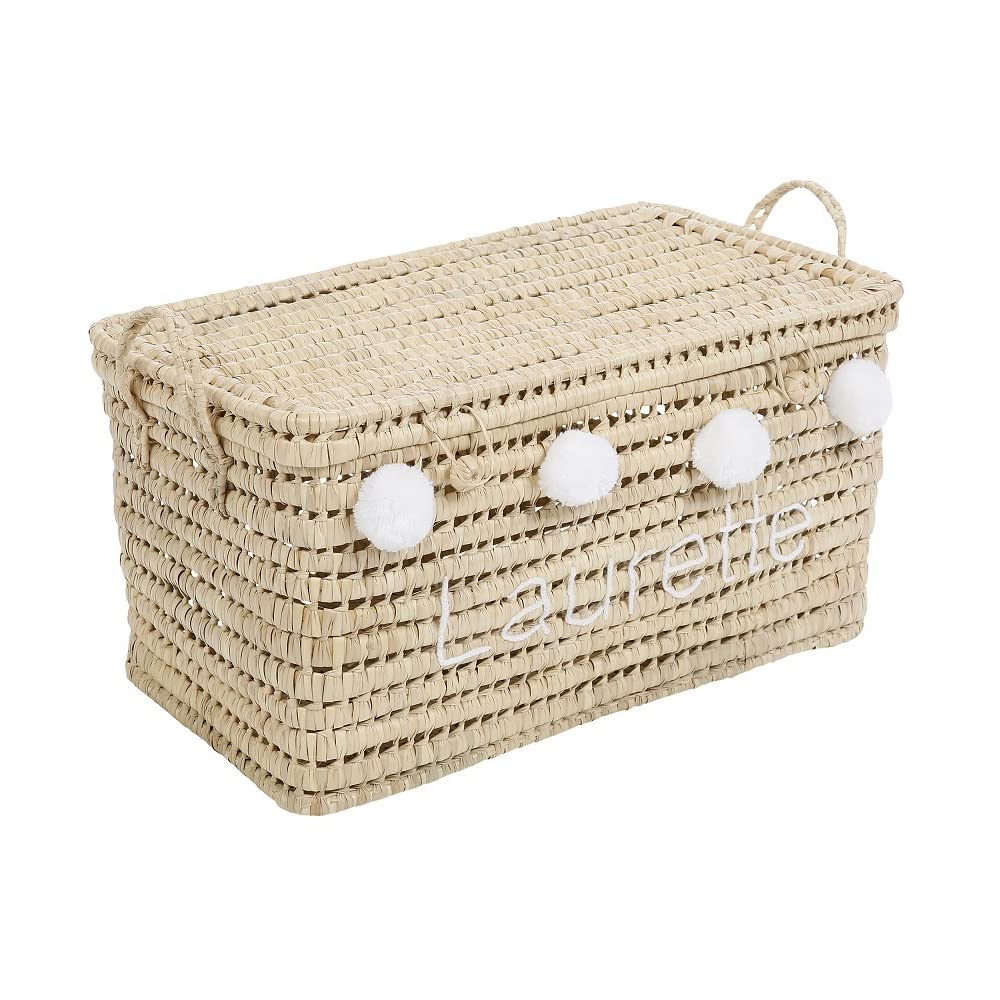 Coffre de rangement personnalisé 60cm (Broderie + Pompons)